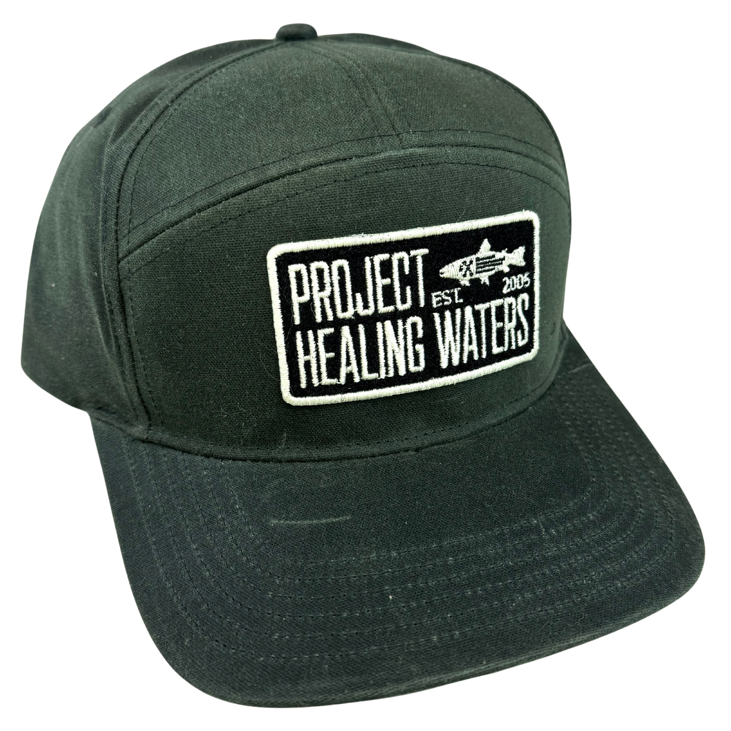 PHW Waxed Pioneer 7 Panel Fly Patch Hat - Dark Olive