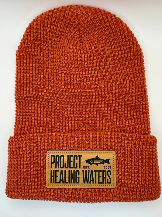 PHW Richardson Waffle Knit Beanie - Rust/Bamboo